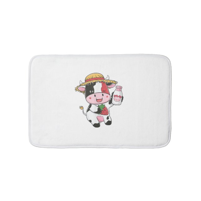Tapis De Bain Vache de fraise Kawaii Anime Lait de fraise _7 (Devant)