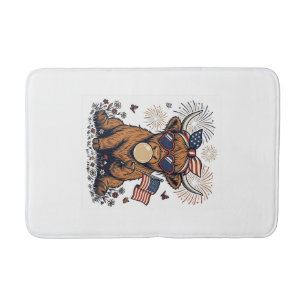 Tapis De Bain Vache écossaise patriotique Bubblegum Gravure vint
