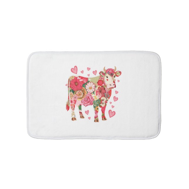 Tapis De Bain Vache florale, Vache mignonne Design (Devant)