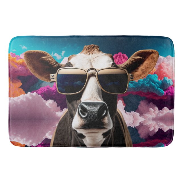 Tapis De Bain Vache funky dans les lunettes de soleil (Devant)