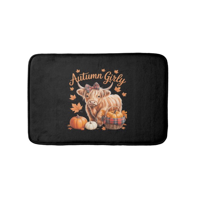 Tapis De Bain Vache Highland Chute Automne Fille Thanksgiving C (Devant)