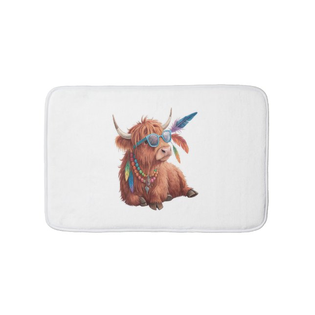 Tapis De Bain Vache Highland, Vache Cool, Sunglass (Devant)