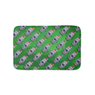 Tapis De Bain Vache Noël sur vert