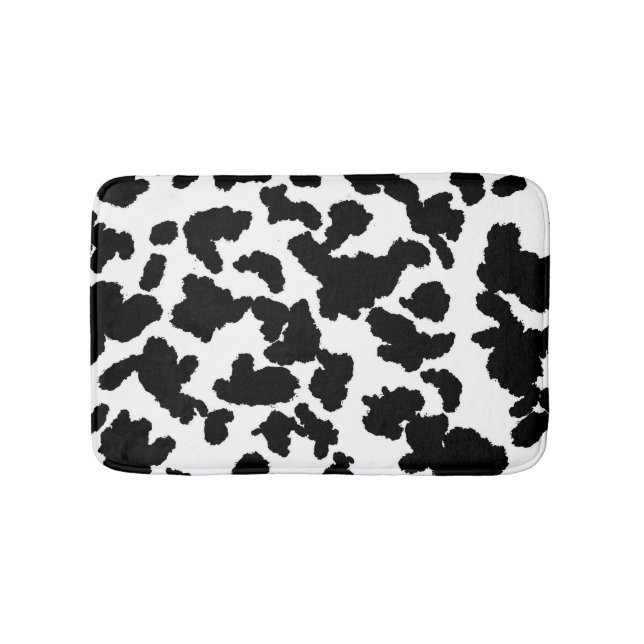 Tapis De Bain Vache Noire Et Blanche Cacher Motif De Fourrure (Devant)