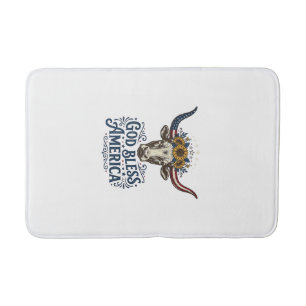 Tapis De Bain Vache patriotique Dieu bénisse l'Amérique Vintage
