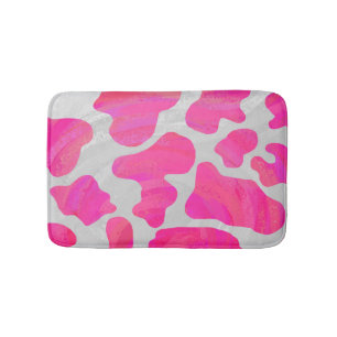 Tapis De Bain Vache rose et blanc chaud