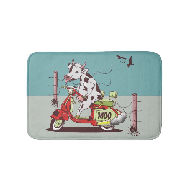 Tapis De Bain Vache sur une moto rétro (Devant)