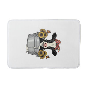 Tapis De Bain Vache vintage dans une baignoire Tournesol Papillo