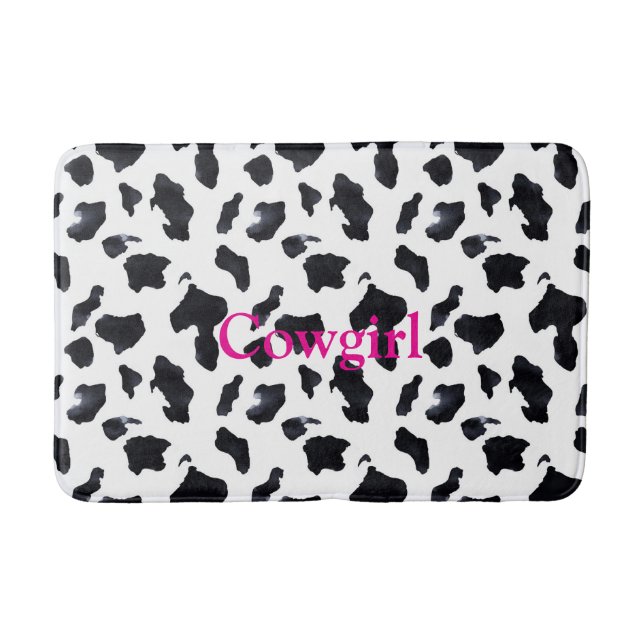 Tapis De Bain Vachère à Imprimé Vache Noir Blanc (Devant)