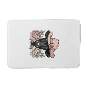 Tapis De Bain Vachette Cowgirl Rose avec Pivoines Vintage Vector