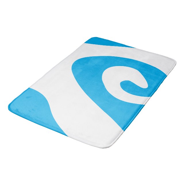 Tapis De Bain Vague bleu ciel et blanc (Angle)
