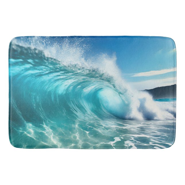 Tapis De Bain Vague de l'océan bleu puissant (Devant)