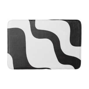 Tapis De Bain Vague noir et blanc Art moderne abstrait Chic