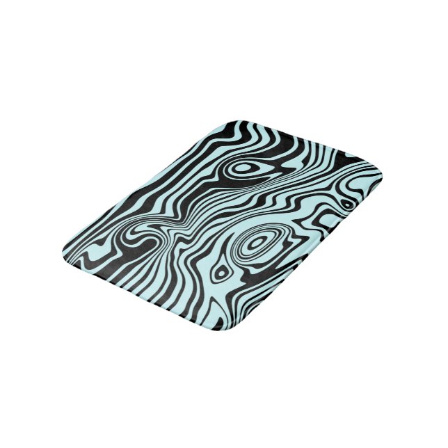 Tapis De Bain Vagues Abstraites Mat Bleu Noir - Couleurs Personn (Angle)