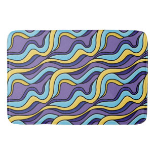 Tapis De Bain Vagues colorées Motif Funky Retro moderne Abstrait