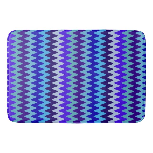 Tapis De Bain Vagues de chaume Bleu de Mer Profonde (Devant)