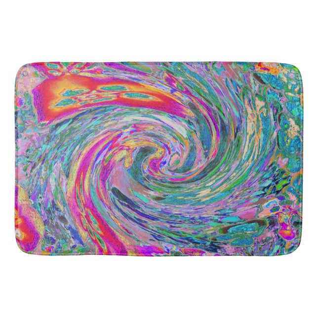 Tapis De Bain Vagues de couleur de fleurs psychédéliques florale (Devant)