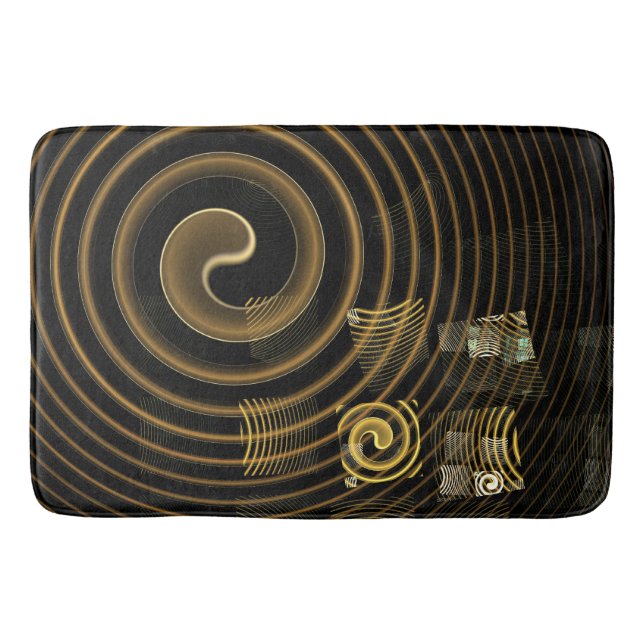 Tapis De Bain Vagues dorées hypnotiques Art abstrait moderne (Devant)