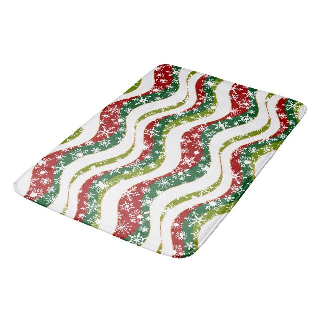 Tapis De Bain Vagues et flocons de Noël (Angle)