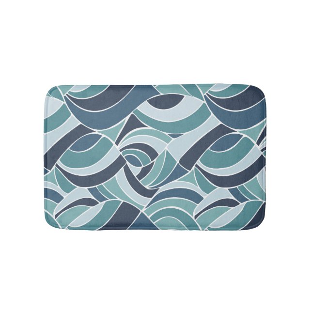 Tapis de bain Vagues océaniques bleues et sarcelle (Devant)