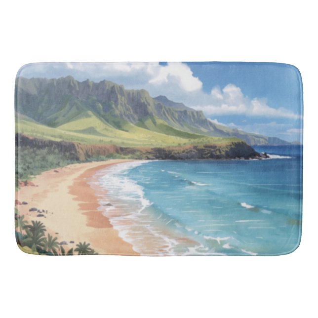 Tapis De Bain Vagues océaniques Hawaï (Devant)