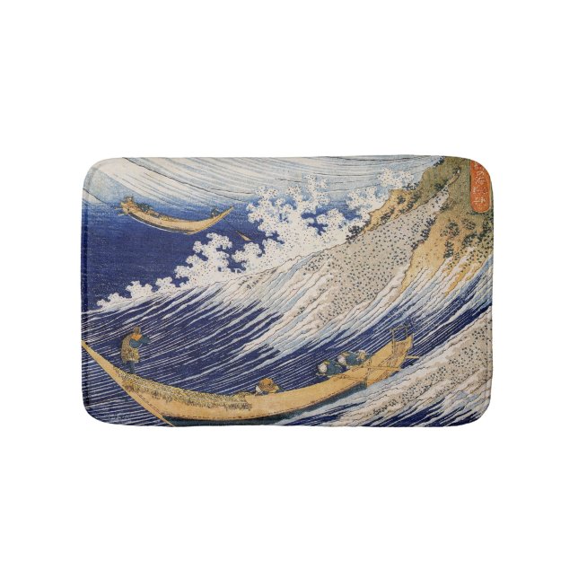Tapis De Bain Vagues océaniques Hokusai Bateaux en mer (Devant)