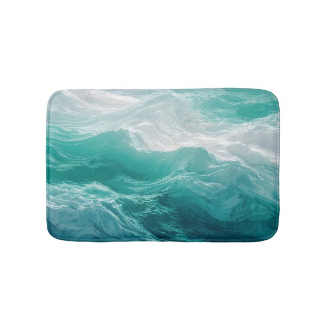 Tapis De Bain Vagues océaniques sarcelle abstraites  (Devant)