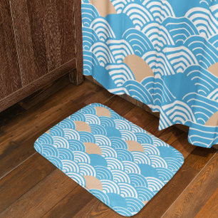 Tapis De Bain Vagues Seigaiha et Soleil Levant Japonais Modernes