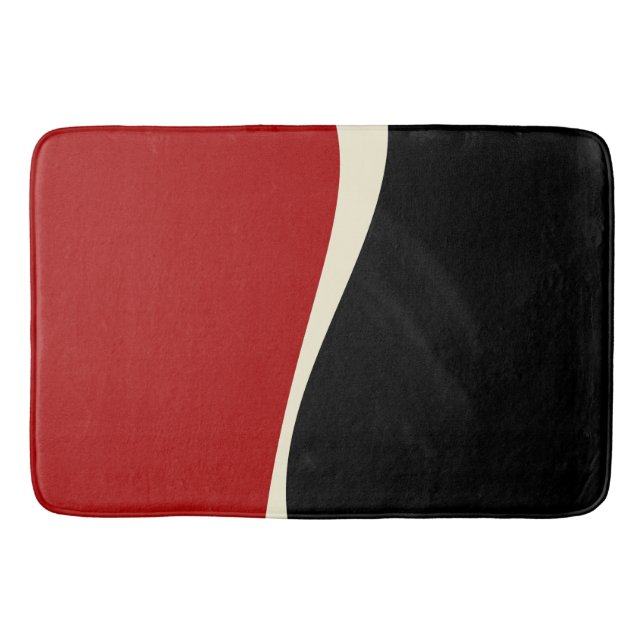 Tapis De Bain Vagues simples 2 en rouge et crème (Devant)