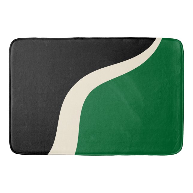 Tapis De Bain Vagues simples 3 en vert, crème et noir (Devant)