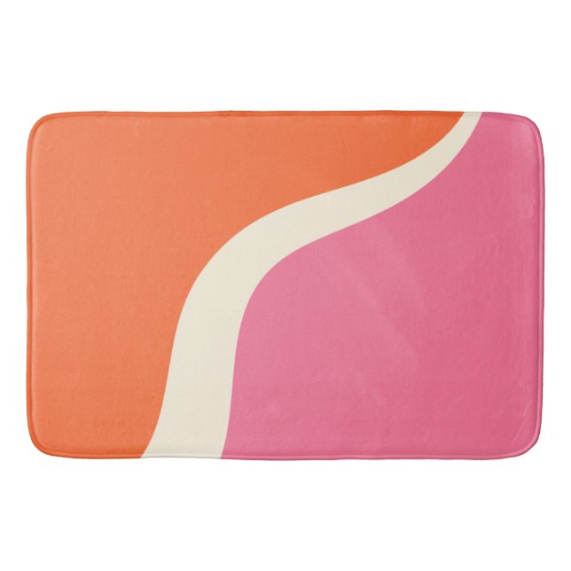 Tapis De Bain Vagues simples 3 - rose, orange et crème (Devant)