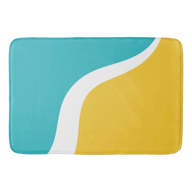 Tapis De Bain Vagues simples 3 - Turquoise et Jaune (Devant)