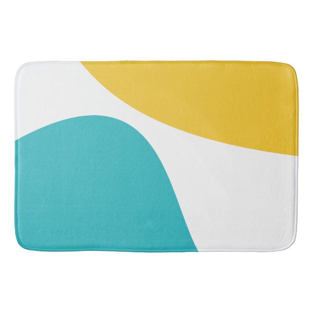 Tapis De Bain Vagues simples 4 - Turquoise et Jaune (Devant)
