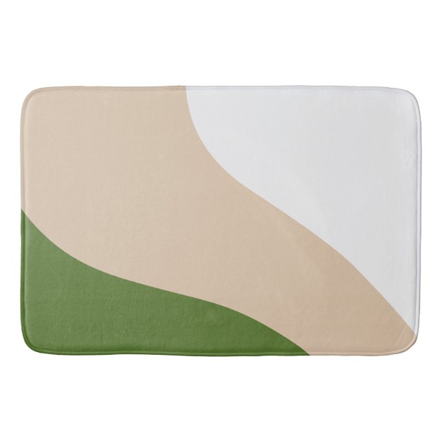 Tapis De Bain Vagues simples - Blanc, Sable et Palm Vert (Devant)