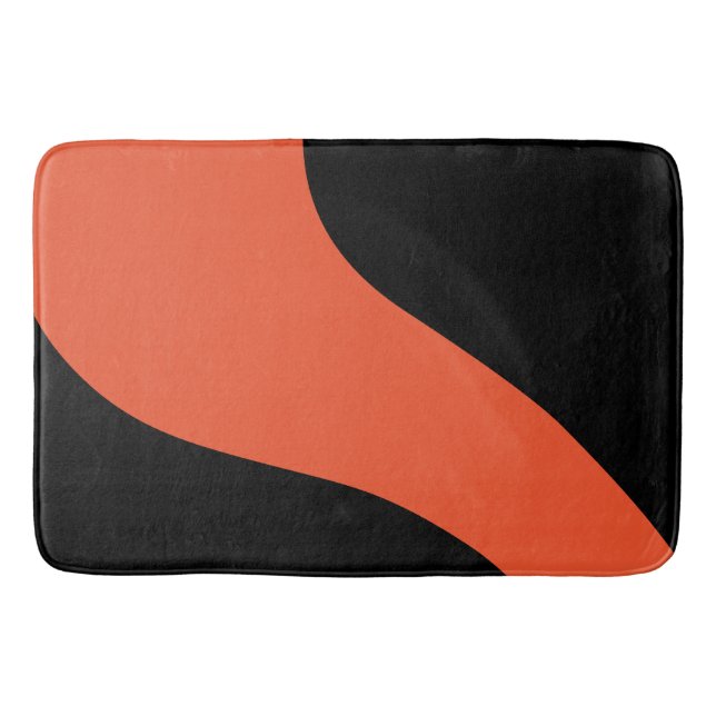 Tapis De Bain Vagues simples en noir et orange (Devant)
