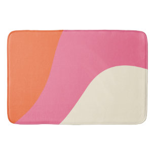 Tapis De Bain Vagues simples - rose, orange et crème