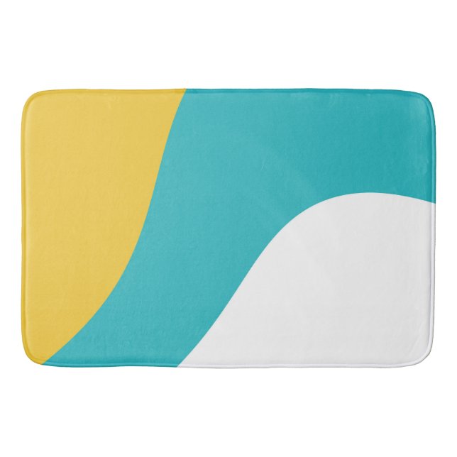 Tapis De Bain Vagues simples - Turquoise et Jaune (Devant)