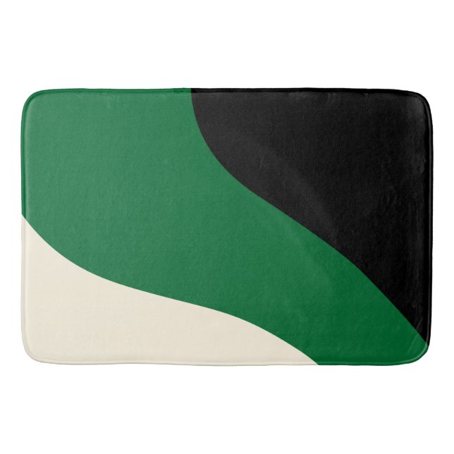 Tapis De Bain Vagues simples - vert, crème et noir (Devant)