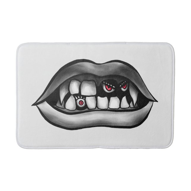 Tapis De Bain Vampire Fangs Et Créatures Maléfiques Goth Étrange (Devant)