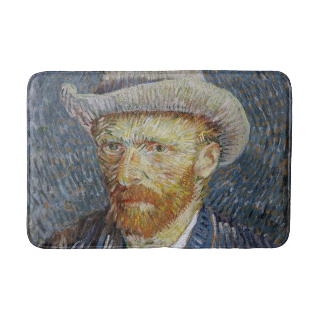 Tapis De Bain Van Gogh Autoportrait Gris Sens Casquette Peinture (Devant)