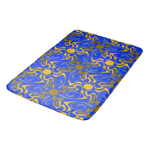 Tapis De Bain Vecteur bleu et or Motif sans couture