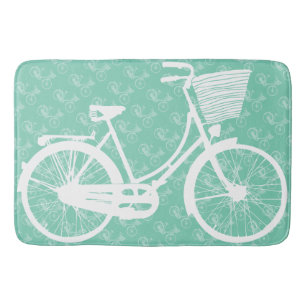 Tapis De Bain Vélo Vintage à menthe moderne pour fille