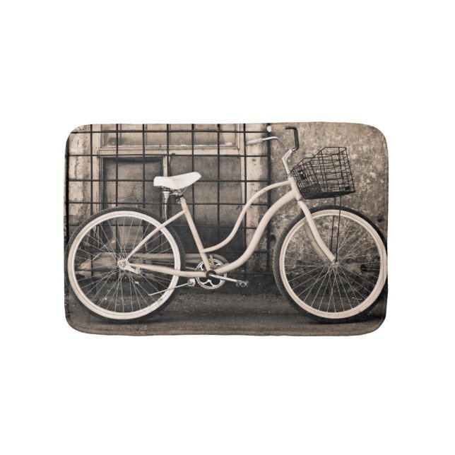 Tapis De Bain Vélo vintage Avec Panier (Devant)