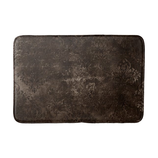 Tapis De Bain Velvety Bronze Damask | Grunge baroque Brown (Devant)
