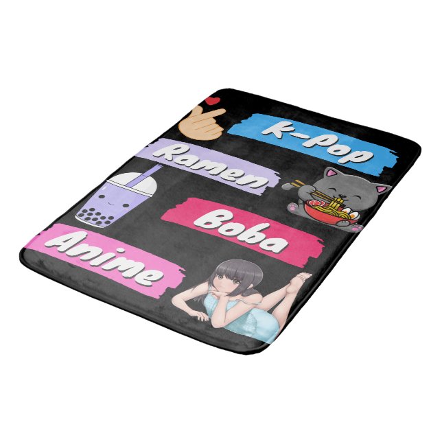 Tapis De Bain Ventilateur de culture K-Pop, Ramen, Boba et Anime (Angle)