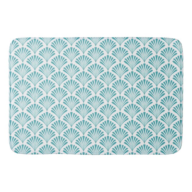 Tapis De Bain Ventilateurs art déco turquoise rétro motif (Devant)