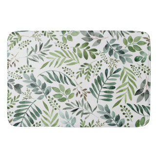 Tapis De Bain Verdure botanique Feuille Aquarelle 