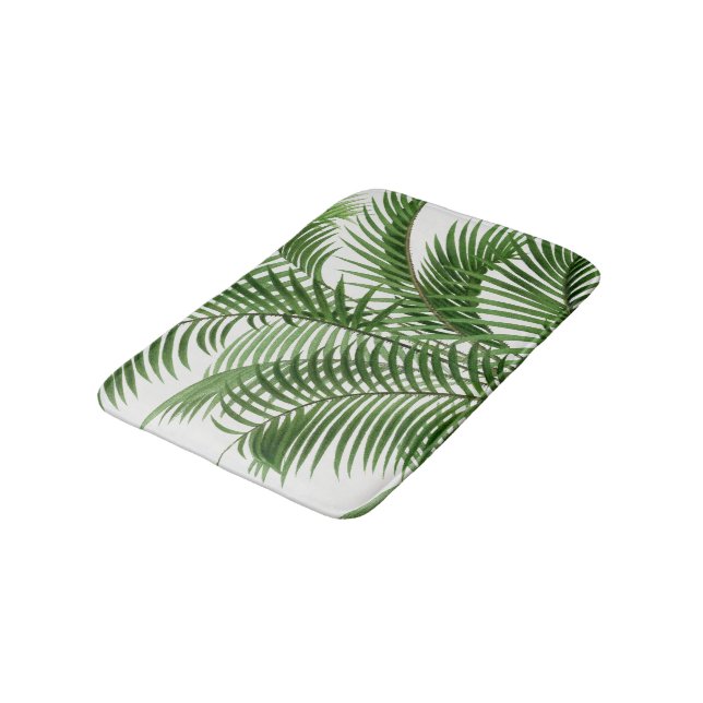 Tapis De Bain Verdure tropicale Aquarelle Palm Tree Feuilles (Angle)