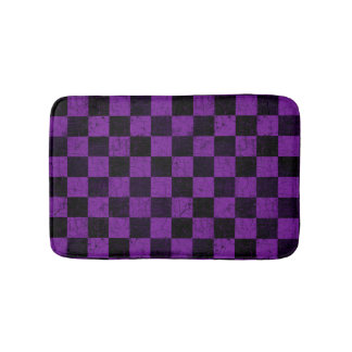 Tapis De Bain Vérifications rustiques, violet et noir