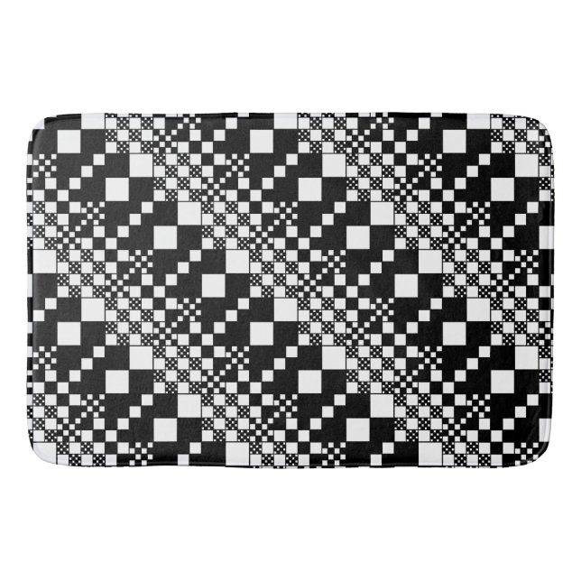 Tapis De Bain Vérifié, Chèques - noir et blanc (Devant)